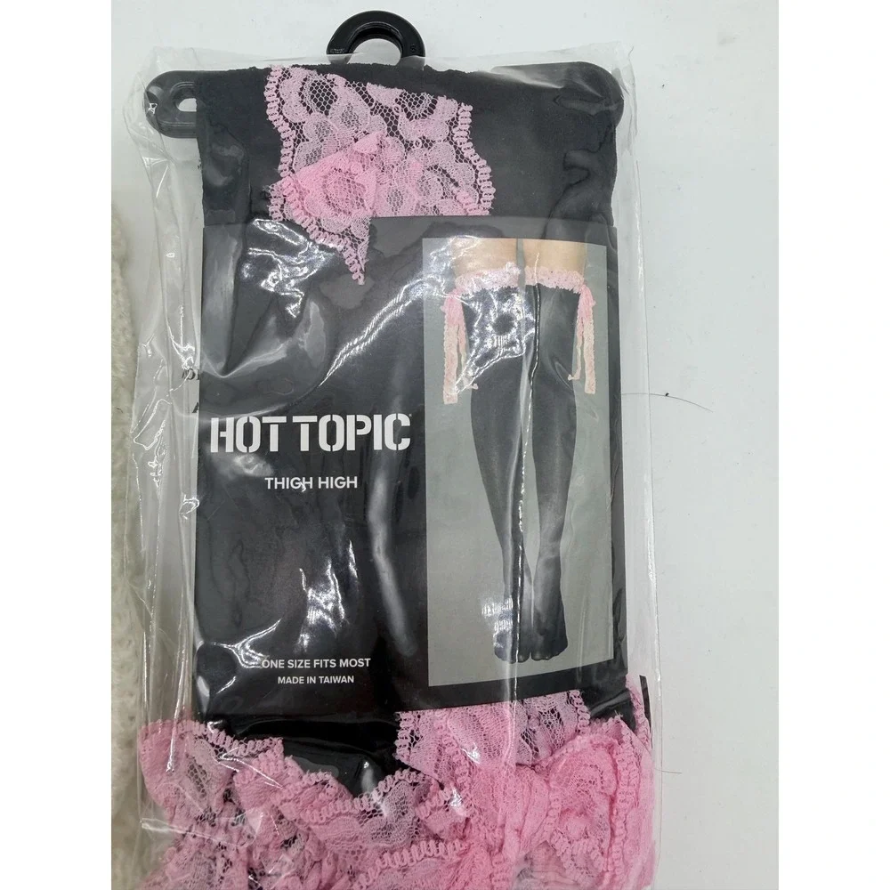 Hot Topic Leg Warmers Thigh Highs Womens One Size Multicolor Cable Knit Pom Set